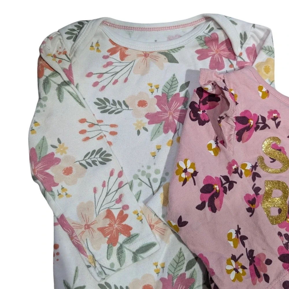 Baby Girl 2 Piece Long Sleeve Bodysuit‎ Set Floral Sweet Baby 12MO